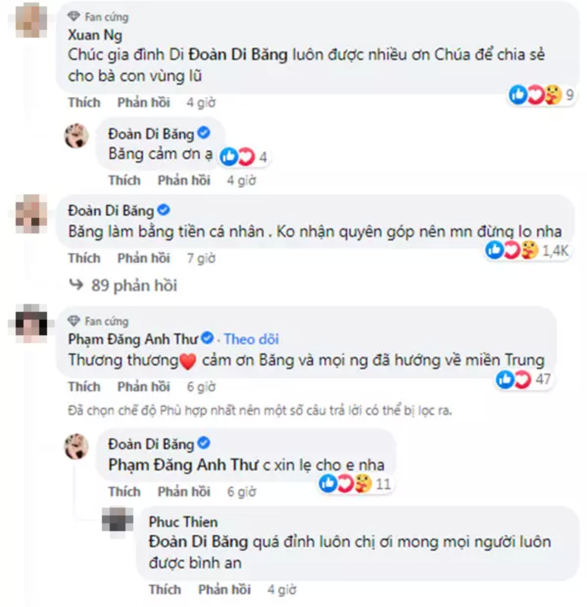 Ở phần bình luận mỗi bài đăng, rất mạng đều gửi lời chúc thượng lộ bình an đến gia đình Di Băng và những người bạn.