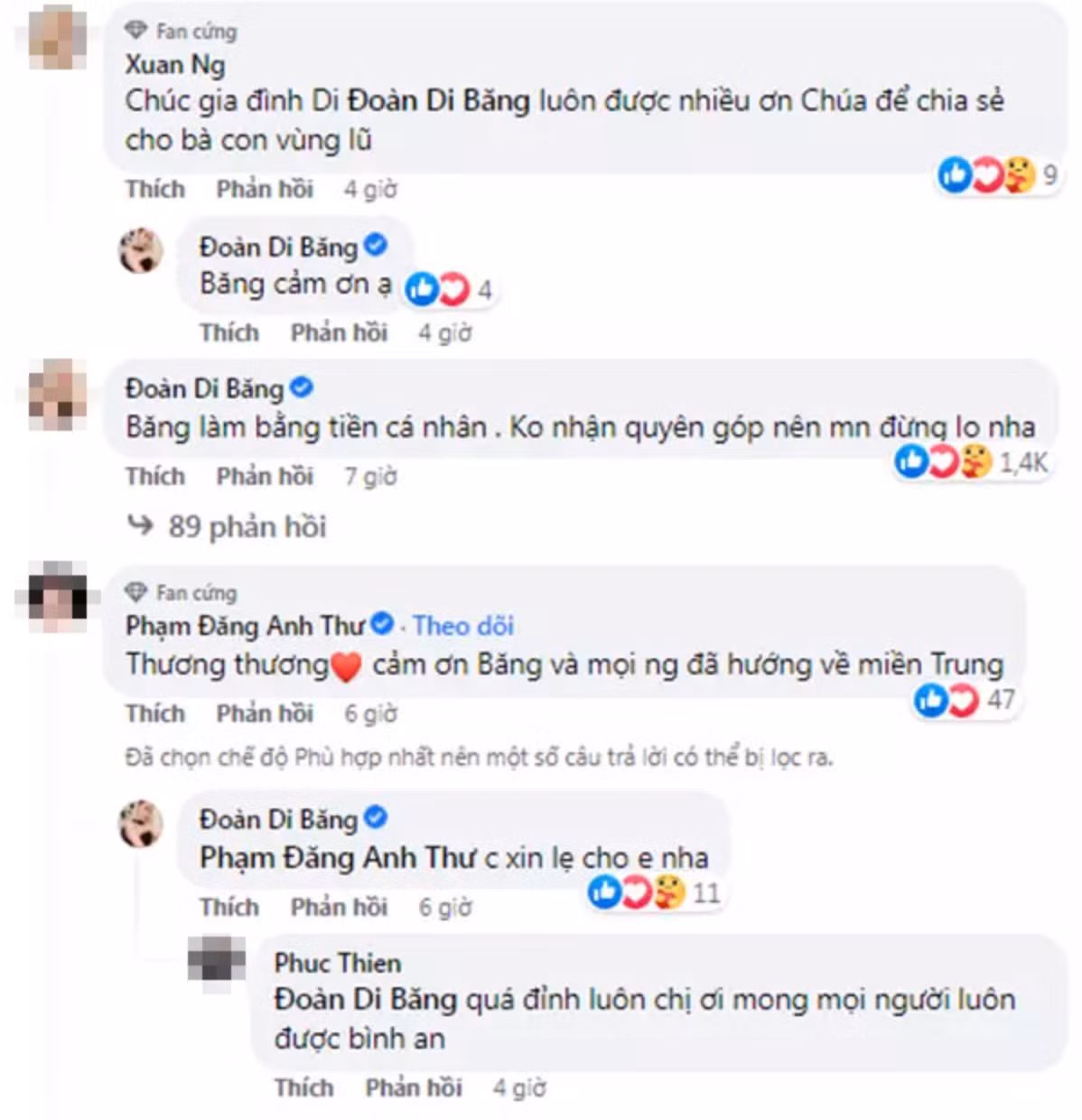 Ở phần bình luận mỗi bài đăng, rất mạng đều gửi lời chúc thượng lộ bình an đến gia đình Di Băng và những người bạn.