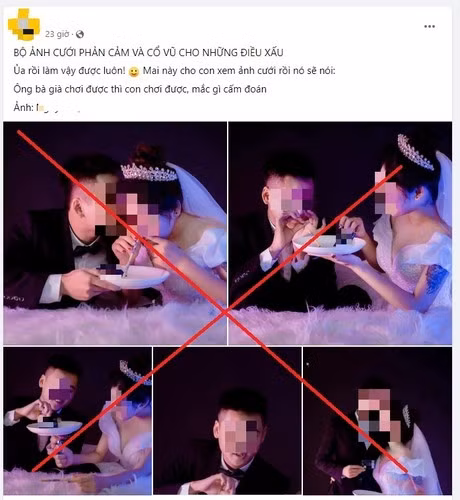Bộ ảnh cưới với những hình ảnh phản cảm đang khiến cư dân mạng bức xúc, một đôi nam nữ trong trang phục cô dâu chú rể nhưng họ lại tạo dáng phản cảm, như đang háo hức sử dụng chất cấm.