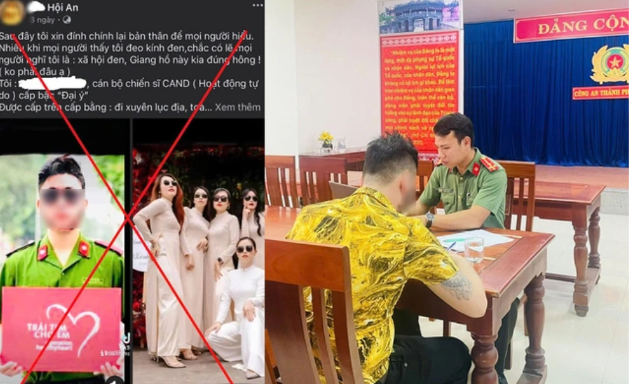 Bị phạt vì ghép ảnh mặc trang phục công an để câu view Bi phat vi ghep anh mac trang phuc cong an de cau view