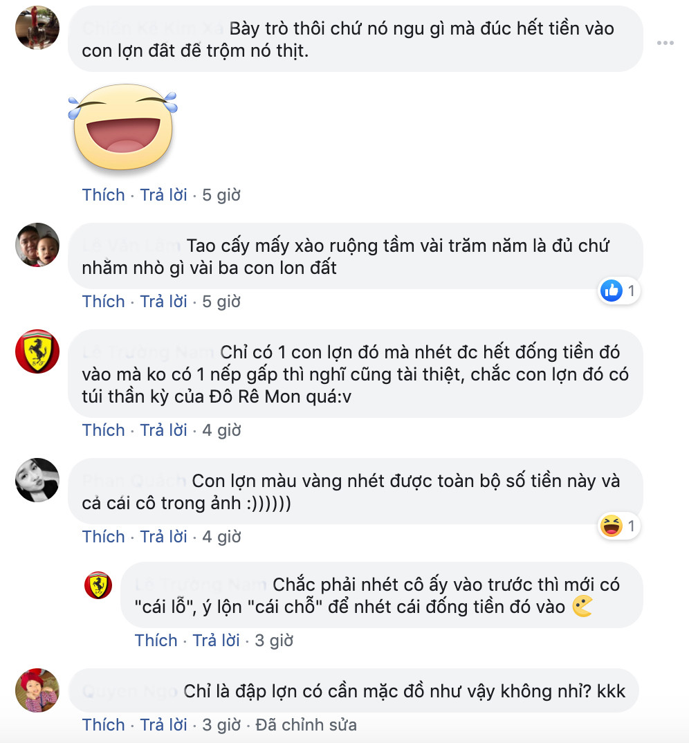 Ngay khi vừa được chia sẻ, những bức ảnh đã gây nên nhiều tranh cãi. Nhiều người cho rằng chẳng ai để một số tiền lớn như vậy trong lợn đất cả, thay vào đó nên gửi vào ngân hàng. "Tiền đút lợn gì mà phẳng phiu, mới cứng như vừa lấy về từ ngân hàng vậy" - Facebooker T.M tò mò.