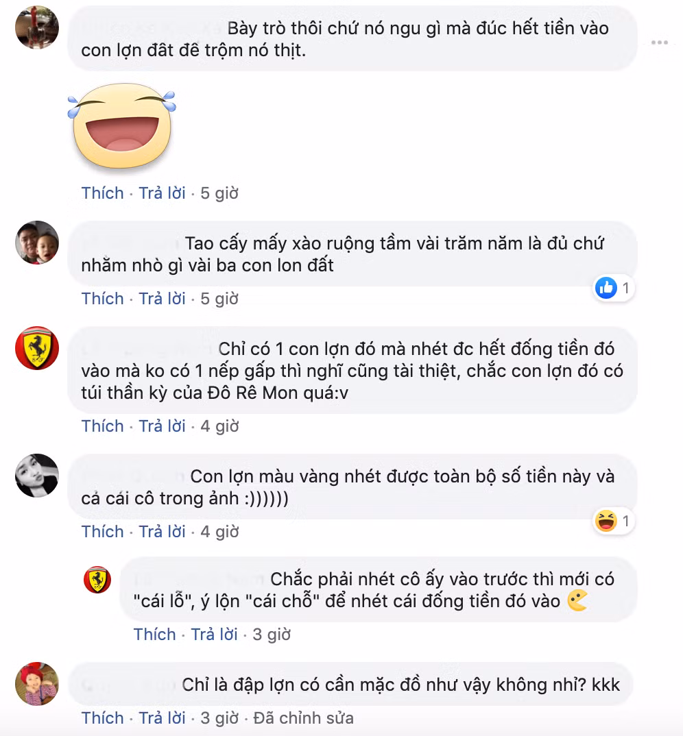 Ngay khi vừa được chia sẻ, những bức ảnh đã gây nên nhiều tranh cãi. Nhiều người cho rằng chẳng ai để một số tiền lớn như vậy trong lợn đất cả, thay vào đó nên gửi vào ngân hàng. "Tiền đút lợn gì mà phẳng phiu, mới cứng như vừa lấy về từ ngân hàng vậy" - Facebooker T.M tò mò.