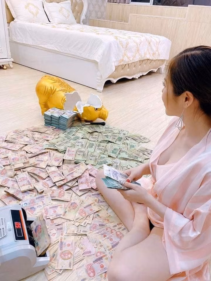 Phủ nhận việc chiêu trò để câu like, Nguyễn Thị Ánh Ngọc (SN 1988, sống tại Tp.HCM) chủ nhân những bức ảnh trên cho biết đó là số tiền mà cô cùng chồng cùng tiết kiệm. Con lợn khá to cùng với việc tiền hoàn toàn là polime nên việc vẫn phẳng phiu là bình thường.