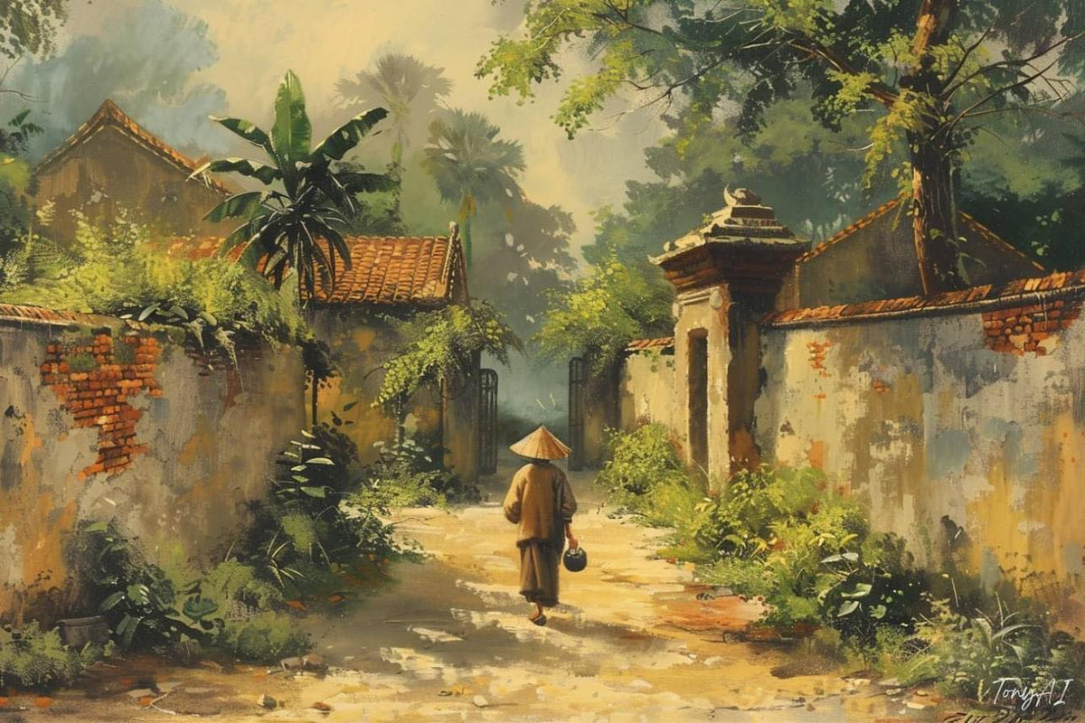 Những hàng rào xây bằng gạch nung nhuốm màu thời gian đầy những rêu phong.