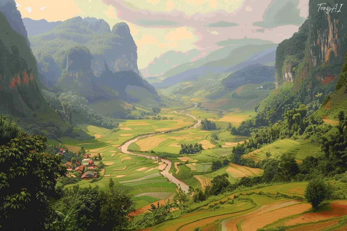 Khung cảnh nhìn từ trên cao.