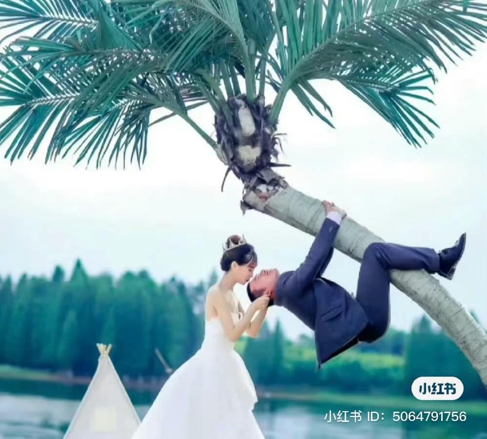 Dưới phần bình luận, nhiều tài khoản đã phải thốt lên rằng: "Ai? Là ai đã hướng dẫn cho chú rể tạo dáng leo cây như thế này?''