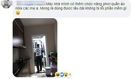 Không chỉ rửa bát thông thường, chiếc máy của một vài chị em còn có công dụng phơi quần áo, quét nhà,...thế này thì máy fake còn xịn hơn máy auth rồi.