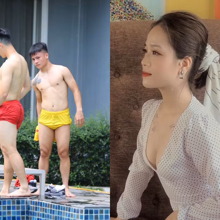 Mới đây, những hình ảnh Quang Hải khoe body bên hồ bơi cùng đồng đội được chia sẻ trên mạng xã hội. Ngoài thân hình săn chắc, nước da khá trắng so với các đồng đội thì hình xăm ở bên ngực phải, sát mép vai của nam cầu thủ cũng khiến người hâm mộ chú ý.