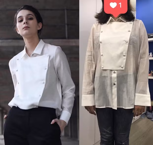 Áo trên hình sang chảnh, nà nuột bao nhiêu thì thực tế đáng thất vọng bấy nhiêu. Thậm chí có nhiều ý kiến cho rằng chiếc áo cô gái nhận được trông không khác gì áo của đầu bếp trong các nhà hàng.