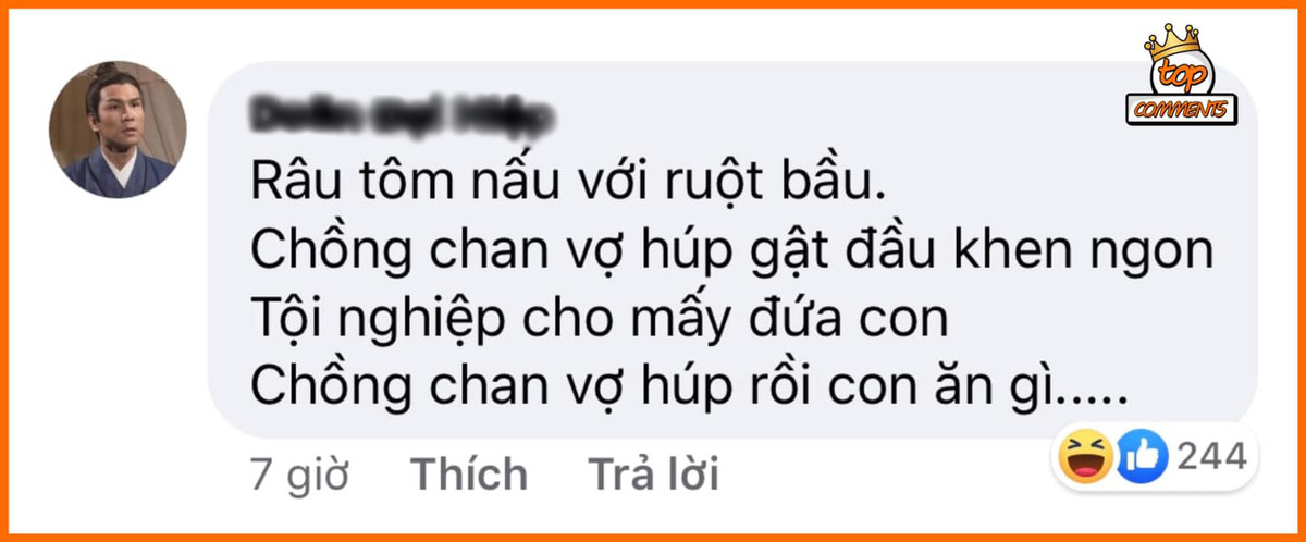 Chồng với vợ húp hết canh râu tôm nấu ruột bầu thì các con ăn gì? Không ai biết?
