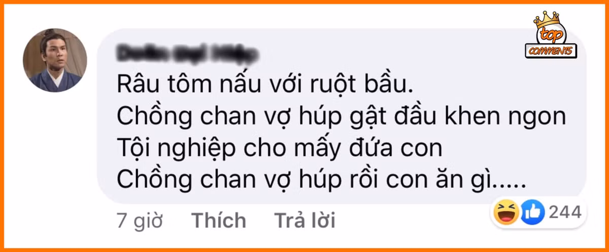 Chồng với vợ húp hết canh râu tôm nấu ruột bầu thì các con ăn gì? Không ai biết?
