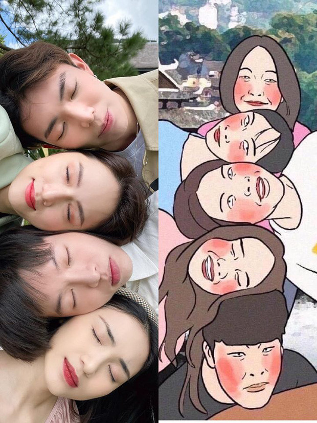 Cả hội chắc phải kỳ công để có thể chụp được bức ảnh mang tên "nương tựa nhau mà sống" này.