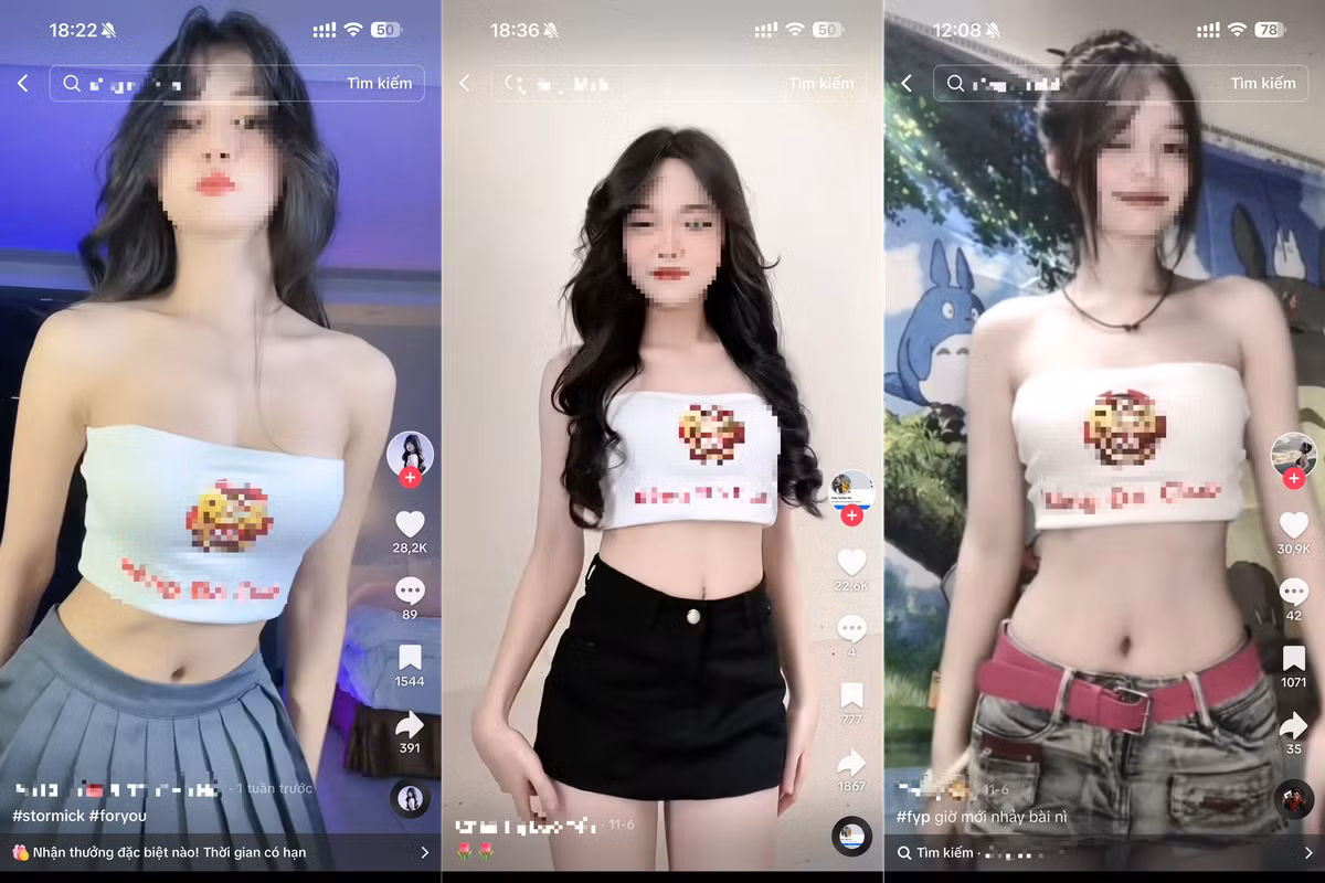 Những video này đến từ nhiều tài khoản của các nữ TikToker khác nhau. Điểm chung là các nữ TikToker sẽ ăn mặc gợi cảm và nhảy những điệu nhảy hot trend để thu hút lôi kéo người xem. Các hot TikToker đều mặc kiểu áo có in logo và tên của ứng dụng cờ bạc, cá độ.