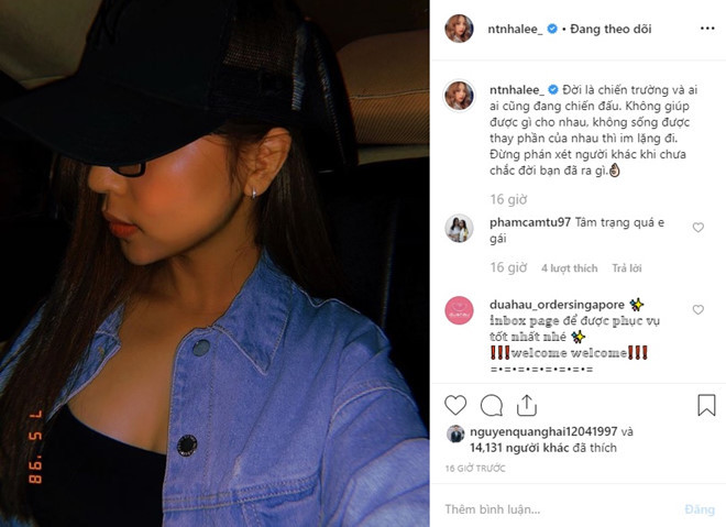 Ngày 15/10, Nhật Lê đăng ảnh chụp một mình kèm dòng caption khá "gắt", bài đăng nhanh chóng nhận được hàng chục ngàn lượt like. Điều đáng chú ý là cầu thủ Nguyễn Quang Hải cũng nằm trong số người tương tác.