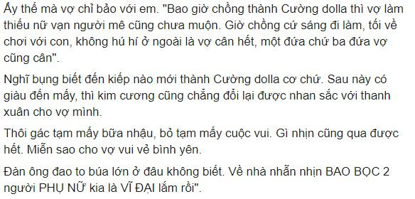Dang dan “che” vo o cu nhung 