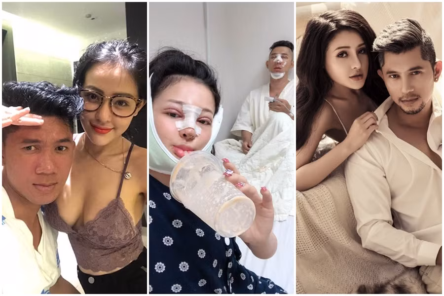 Cô nàng có mối tình "chú - cháu" gây sự chú ý với nam ca sĩ Lương Bằng Quang. Cả hai từng "dắt tay nhau" đi phẫu thuật thẩm mĩ và trở lại với nhan sắc không thể thô cứng hơn.