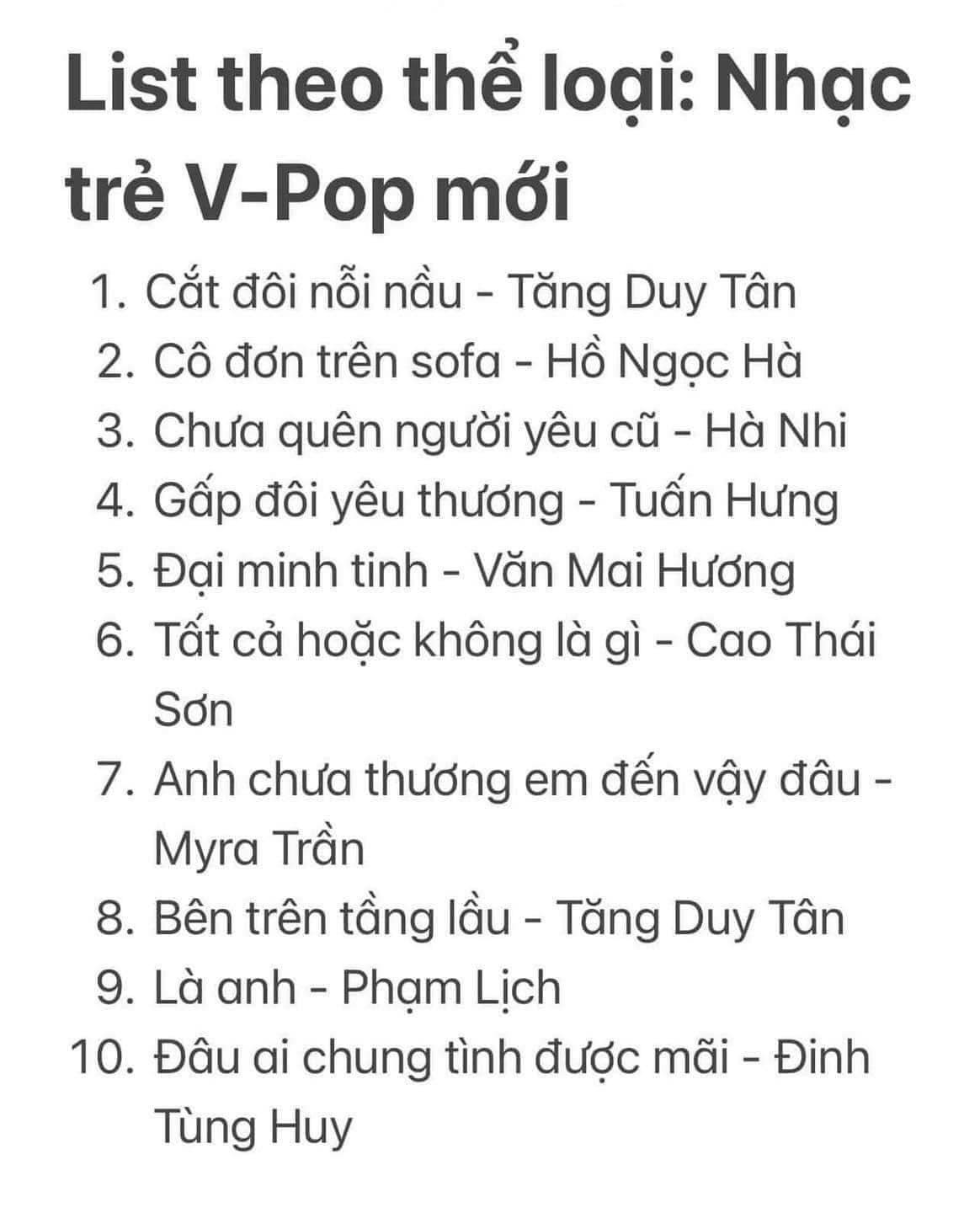 Nhạc V-pop mới để cho các bạn trẻ không phải nghĩ phải hát bài gì khi cầm mic.