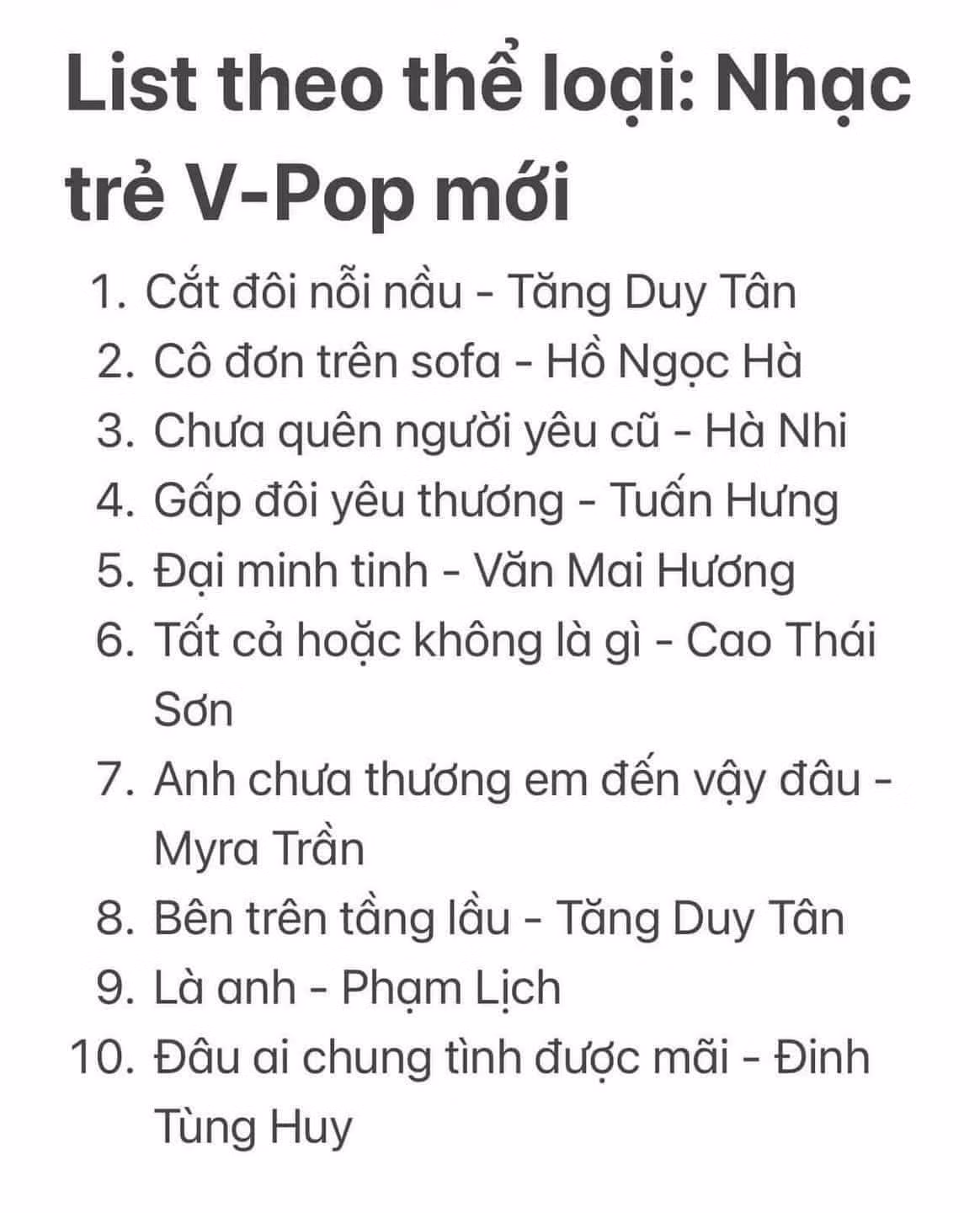 Nhạc V-pop mới để cho các bạn trẻ không phải nghĩ phải hát bài gì khi cầm mic.