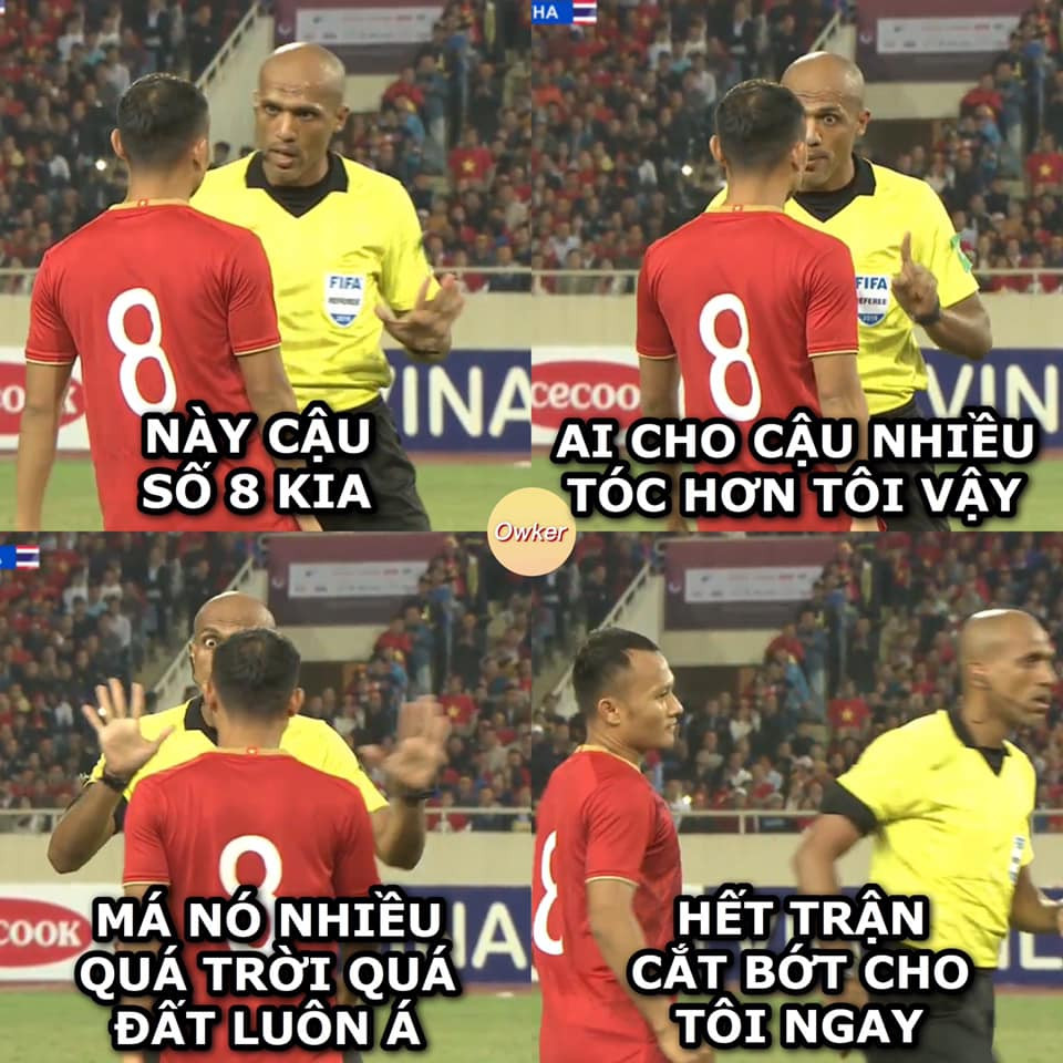 Có lẽ nguồn cơn của việc xử ép hôm nay là do trọng tài Ahmed Alkaf thấy các cầu thủ tuyển Việt Nam...nhiều tóc hơn ông chăng?