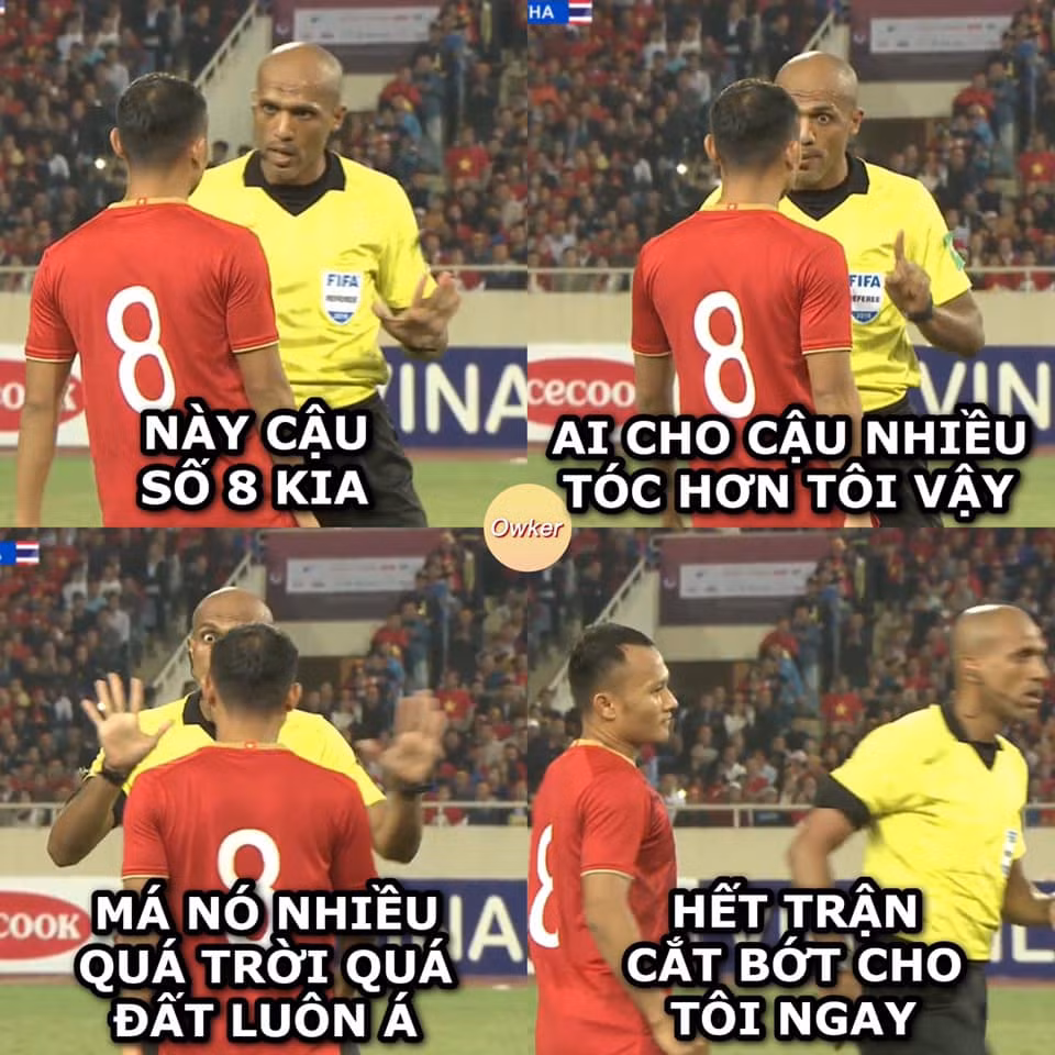 Có lẽ nguồn cơn của việc xử ép hôm nay là do trọng tài Ahmed Alkaf thấy các cầu thủ tuyển Việt Nam...nhiều tóc hơn ông chăng?