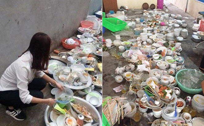 Nhìn đống bát đĩa trên, nhiều người dùng mạng xã hội ngán ngẩm: "Bát đĩa thế này thì rửa đến bao giờ mới xong? Sao không dọn dần, mâm nào ăn xong rửa luôn mâm ấy, nhìn thấy lười quá", "Nhìn chỗ bát đĩa bẩn phải rửa này em xin giơ tay rút lui thôi".