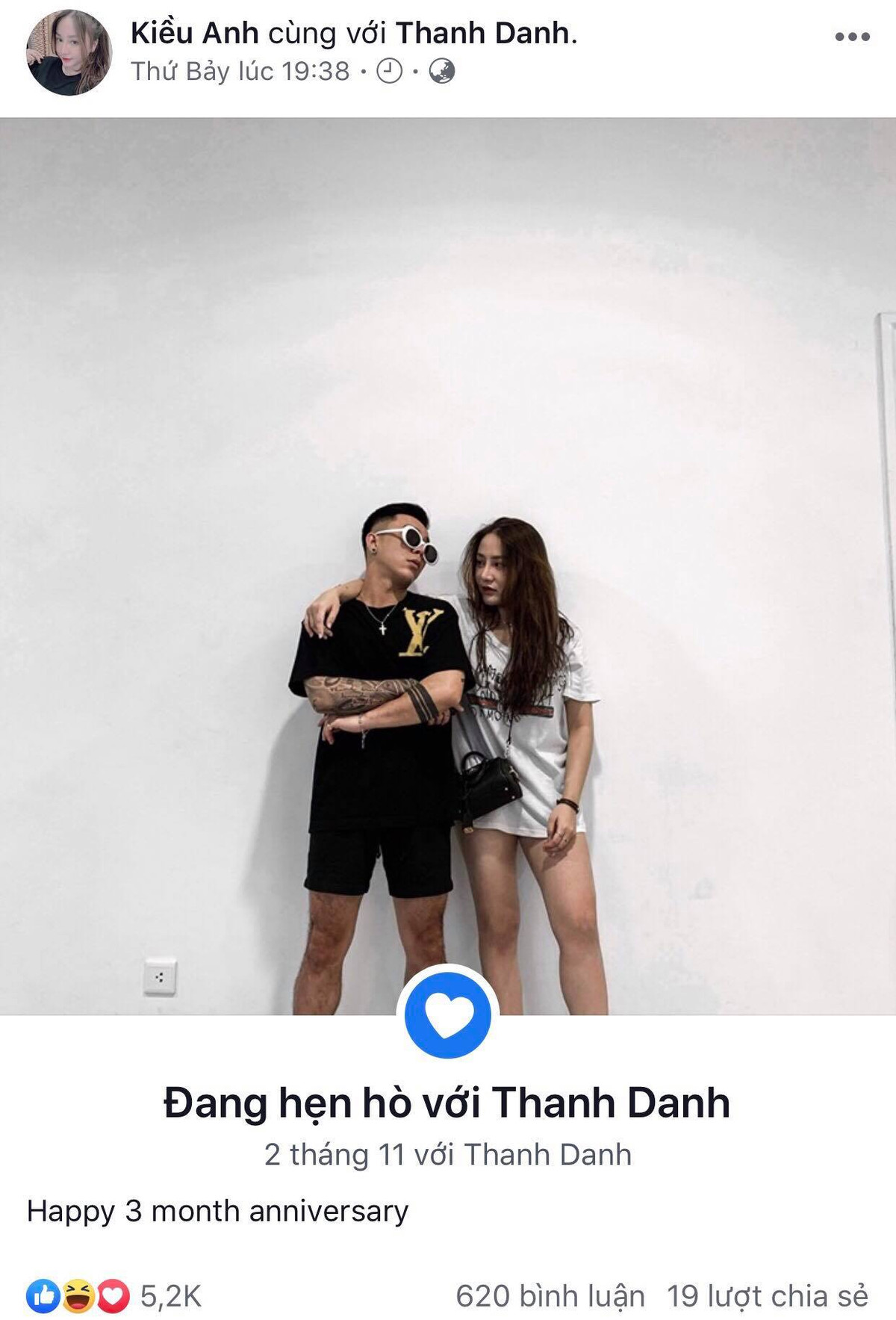 Mới đây, trên trang Facebook cá nhân, streamer Kiều Anh Hera cũng bất ngờ công khai bạn trai sau 3 tháng hẹn hò. Đây là lần đầu tiên cô nàng công khai tình cảm sau scandal hồi tháng 2/2018.