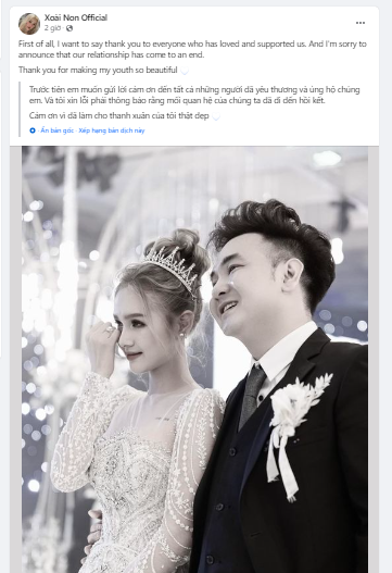 Khong con don doan, Xoai Non va Xemesis chinh thuc thong bao ly hon