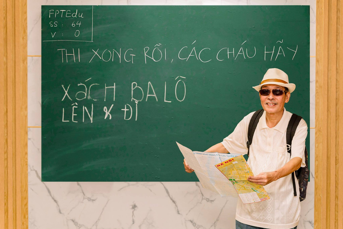 Thi xong rồi nên các cháu hãy xách ba lô lên và đi...