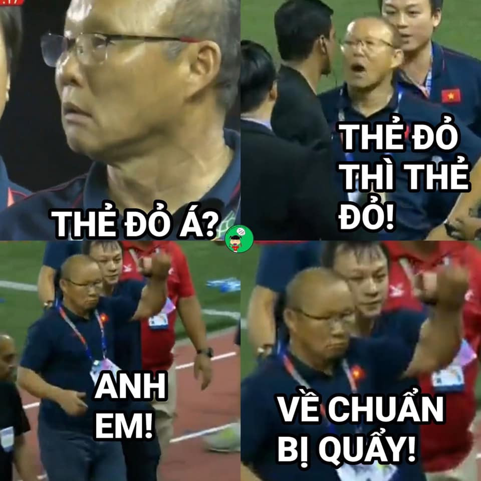 Người nhận thẻ đỏ duy nhất trong trận đấu lại không phải cầu thủ trên sân mà là...HLV Park Hang-seo. Có lẽ nếu có giải "HLV phải nhận nhiều thẻ nhất giải" thì không ai dám tranh vị trí thứ 1 với nhà cầm quân người Hàn Quốc.