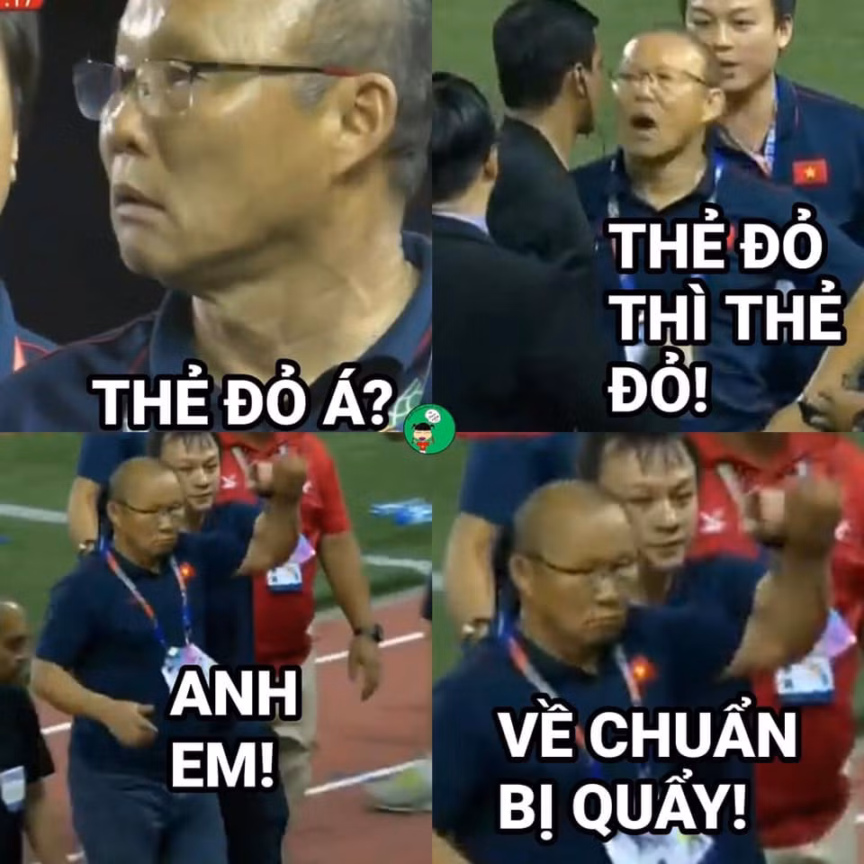 Người nhận thẻ đỏ duy nhất trong trận đấu lại không phải cầu thủ trên sân mà là...HLV Park Hang-seo. Có lẽ nếu có giải "HLV phải nhận nhiều thẻ nhất giải" thì không ai dám tranh vị trí thứ 1 với nhà cầm quân người Hàn Quốc.