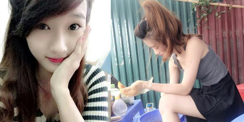 Bức ảnh bán bánh tráng trộn của Dương Linh Ly, sinh viên năm 3 tại Hà Nội đã nhanh chóng hút 200.000 lượt xem và vô số lời bình luận kèm theo. Được biết cô bạn này còn làm mẫu ảnh cho một số cửa hàng thời trang.