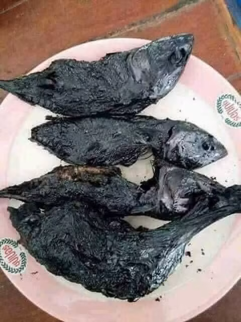 Cận cạnh nồi cá kho, hay cá rán gì đấy không còn rõ hình dạng