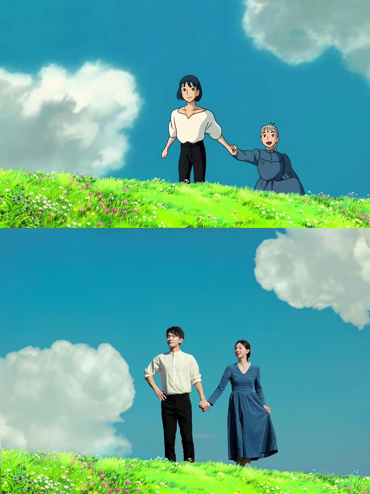 Thậm chí, khung cảnh bầu trời xanh mát ở đời thực cũng giống như một bức tranh.