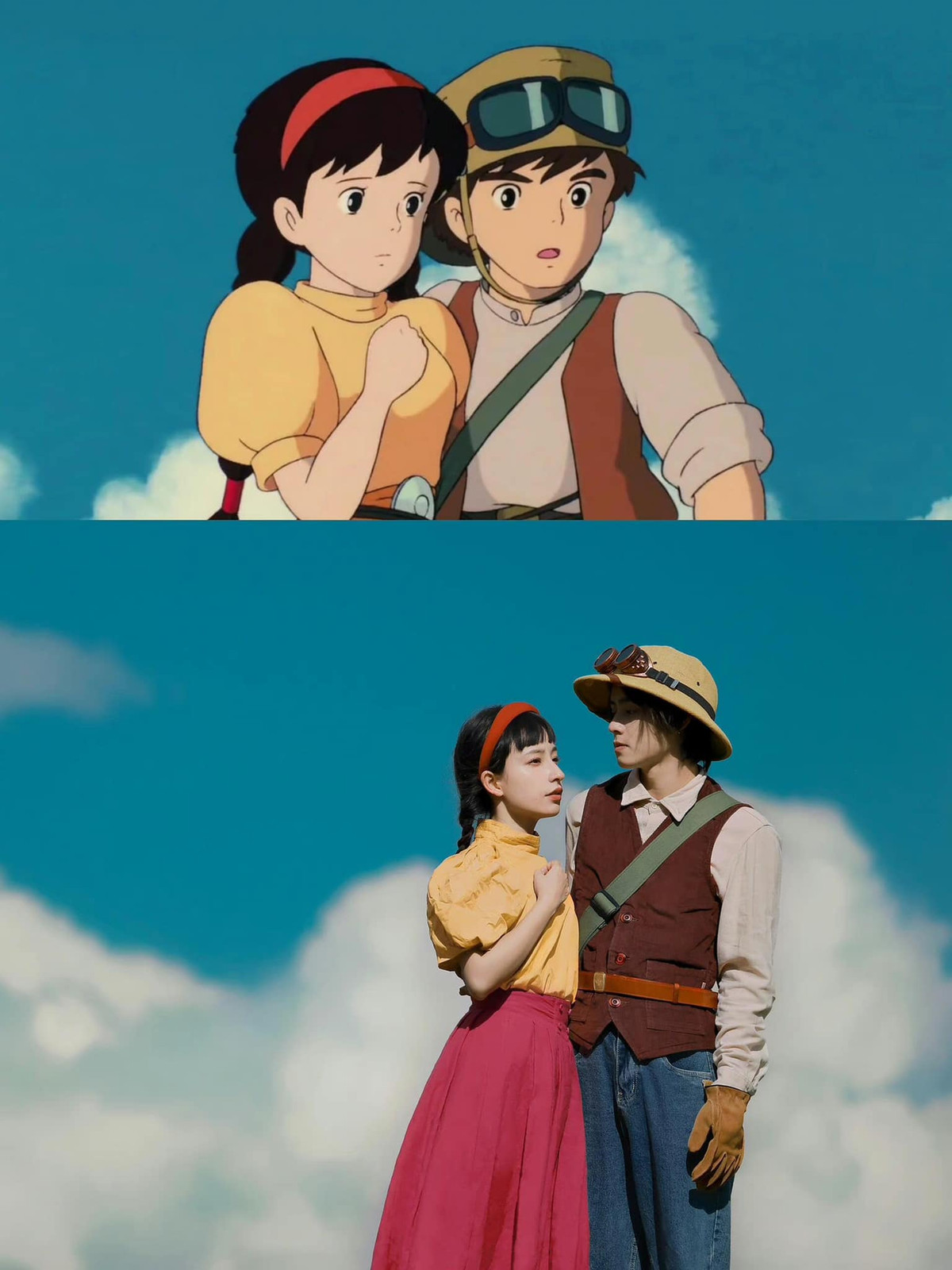 Góc chụp hơi khác một xíu nhưng phục trang, thần thái không khác gì trên phim.