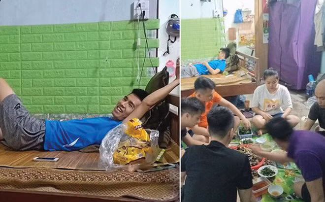 Trước đó, nhiều tấm ảnh siêu lầy của hội bạn thân đến thăm bệnh cũng từng được đăng tải trên mạng xã hội khiến cộng đồng mạng thích thú. Mặc kệ chàng trai ốm liệt giường nằm 1 chỗ, cả hội bạn thân sang mở tiệc rượu ngay bên cạnh, ăn uống trong sung sướng trước sự bất lực của chủ nhà.