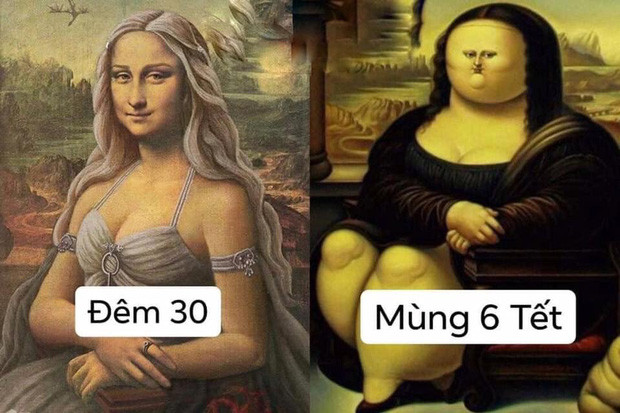 Nàng Mona Lisa lộng lẫy, xinh đẹp, sở hữu thân hình quyến rũ đêm 30 để lên đồ xúng xinh đi chơi bao nhiều thì đến ngày mùng 6 lại béo ú, kém xinh bấy nhiêu. Đây chính là tác hại của bánh chưng, giò chả, thịt mỡ đây mà.