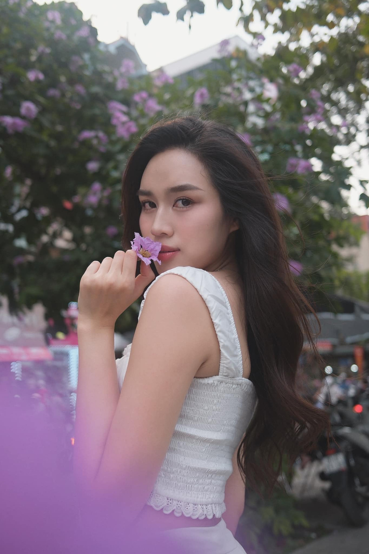 Mỗi tháng 5 về, sắc tím của bằng lăng lại phủ kín những con đường ở Hà Nội, khiến thủ đô nhuộm màu thơ mộng hơn bao giờ hết. Tranh thủ trước khi những cơn mưa đầu hạ chưa làm tan đi màu trên những cánh hoa, chị em nô nức tranh thủ rủ nhau đi chụp những bộ ảnh sống ảo xinh đẹp.