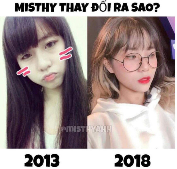 Những hình ảnh hiếm hoi thời còn "trẻ trâu" của nữ streamer MisThy được coi là "dậy thì thành công" khi so sánh với nhan sắc hiện tại. Ở quá khứ, cô nàng theo phong cách cute trong sáng với mái tóc dài, son môi xí muội.
