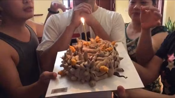 Nhìn thành phẩm nấu ăn từ đồ mặn, nướng đến bánh đều trông "thảm hại". Trong đó, có những chiếc bánh sinh nhật với hình thù kỳ quái khiến người xem cười sái quai hàm.