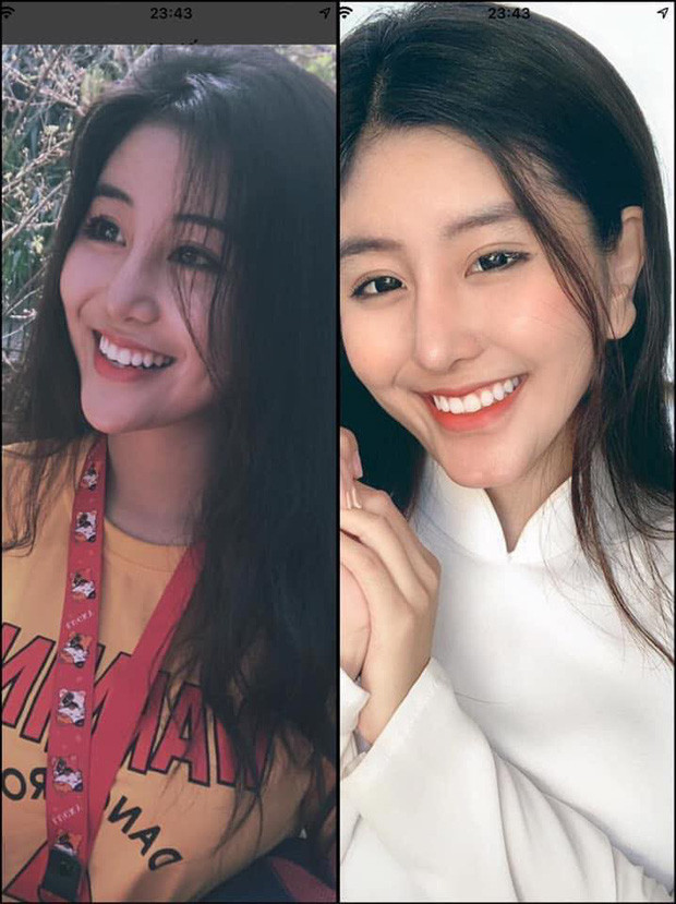 Có lẽ vì sử dụng app chỉnh sửa khuôn mặt quá đà màgương mặt thực sự của Võ Ngọc Trân trông rất khá lạ, cằm thì nhọn hoắt khác thường.