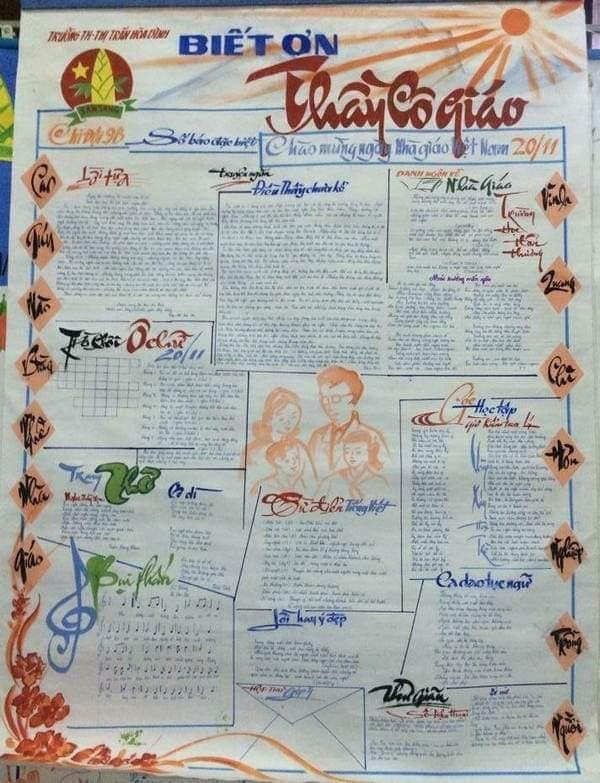 Báo tường thường là vật để học sinh gửi gắm tình cảm yêu mến của mình tới thầy cô giáo.