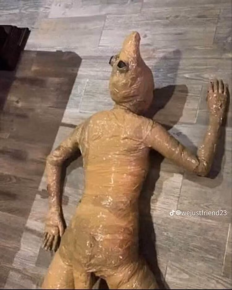 Cô gái còn nằm ra, bò trên sàn bắt chước hành động loài thạch sùng...