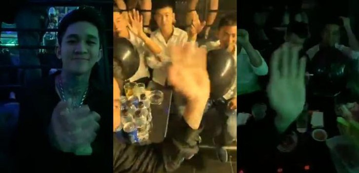 Trước đó, trên fanpage của mình, Hoàng Tử Gió livestream khi đang hút thuốc lá phì phèo trong Star3 Club. Ngồi cạnh Hoàng Tử Gió có bạn thân Phạm Tuấn. Trong clip còn ghi hình nhóm thanh niên hít bóng cười cùng các cô gái chân dài mặc đồ ngắn nhảy sexy trên sân khấu.