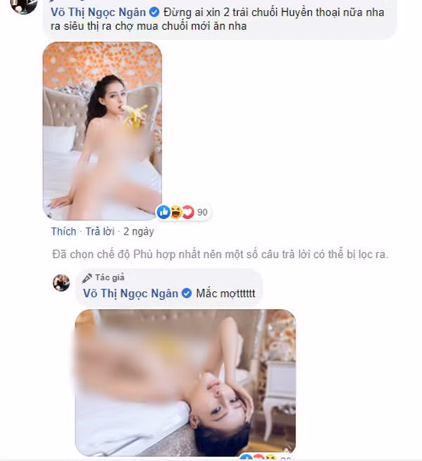 Sau khi bị lộ clip nhạy cảm, hot girl Bình Định liên tục thực hiện những bộ ảnh ăn mặc thiếu vải, tạo dáng phản cảm với trái chuối khiên dân mạng ngán ngẩm.