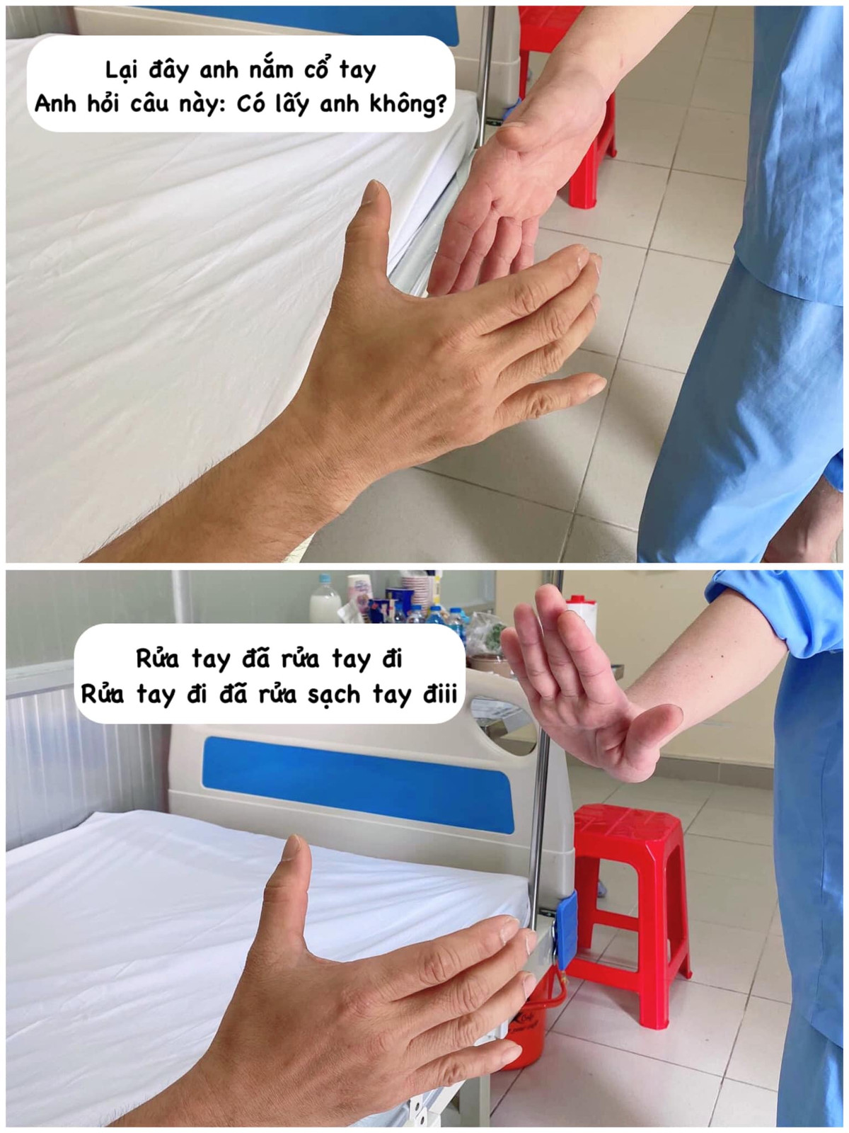 Mọi việc đều không còn quá quan trọng khi mà bạn chưa rửa tay để tránh dịch Covid-19 lây lan là thông điệp mà Thùy Dung muốn gửi qua bức ảnh này.