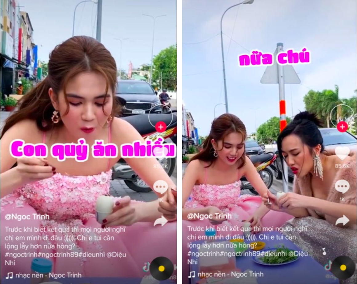 Vừa ăn Diệu Nhi còn vừa nói: "Ăn lẹ còn về tẩy trang chị ơi", có thể thấy cặp chị em siêu lầy của showbiz Việt này đã tạo ra một cú lừa ngoạn mục cho cư dân mạng chỉ khi xem đến cuối.