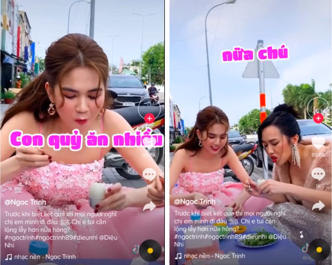 Vừa ăn Diệu Nhi còn vừa nói: "Ăn lẹ còn về tẩy trang chị ơi", có thể thấy cặp chị em siêu lầy của showbiz Việt này đã tạo ra một cú lừa ngoạn mục cho cư dân mạng chỉ khi xem đến cuối.