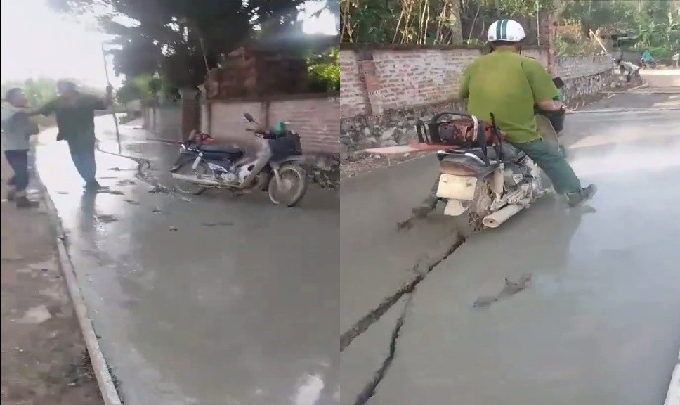 Loại vật không biết phân biệt đã đành nhưng có nhiều người có hành động thiếu ý thức, bị dân mạng "ném đá" dữ dội. Đã đi vào đường bê tông mới lát, người đàn ông này còn hung hăng chửi bới khi bị nhắc nhở.