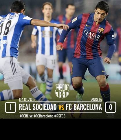 Đêm qua, Barcelona cũng không thể tận dụng được cơ hội mà Valencia đã tạo cho mình để vượt qua Real Madrid trên bảng xếp hạng. Barcelona đã chịu thất bại trước Real Sociedad với tỷ số 1-0 ngay trên sân nhà Nou Camp.