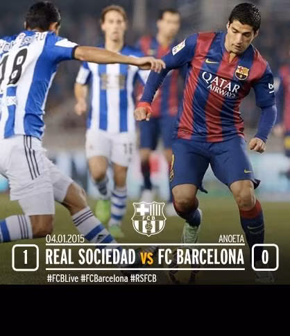 Đêm qua, Barcelona cũng không thể tận dụng được cơ hội mà Valencia đã tạo cho mình để vượt qua Real Madrid trên bảng xếp hạng. Barcelona đã chịu thất bại trước Real Sociedad với tỷ số 1-0 ngay trên sân nhà Nou Camp.